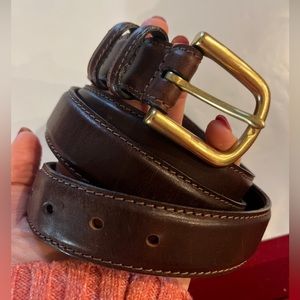 DEXTER size 46 Brown Leather BELT Dress or casual Mens SOLID BRASS BUCKLE 42-48”